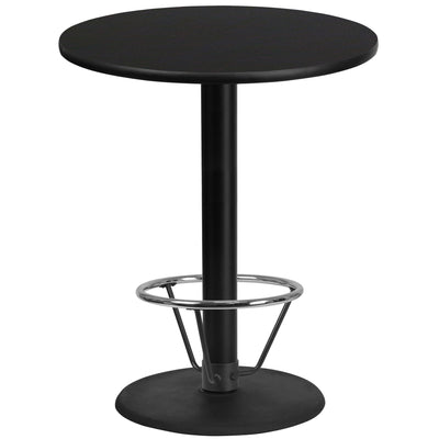 36'' Round Laminate Table Top with 24'' Round Bar Height Table Base and Foot Ring - View 1