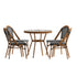 Bordeaux Indoor/Outdoor Commercial Bistro 31.5" Table, PE Rattan, Glass Top with 4 Stack Chairs