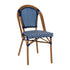 Bordeaux Indoor/Outdoor Commercial Bistro Stacking Chair, PE Rattan Back and Seat, Bamboo Print Aluminum Frame