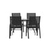 Brazos 5 Piece Commercial Grade Patio Dining Set with Tempered Glass Patio Table and 4 Chairs with Flex Comfort Material Seats and Backs