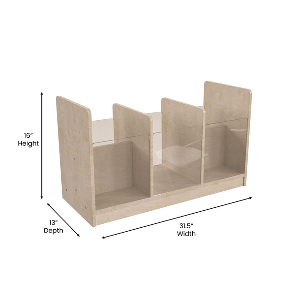 Commercial Grade Natural Finish 2 Sided Storage Unit with Transparent Sides