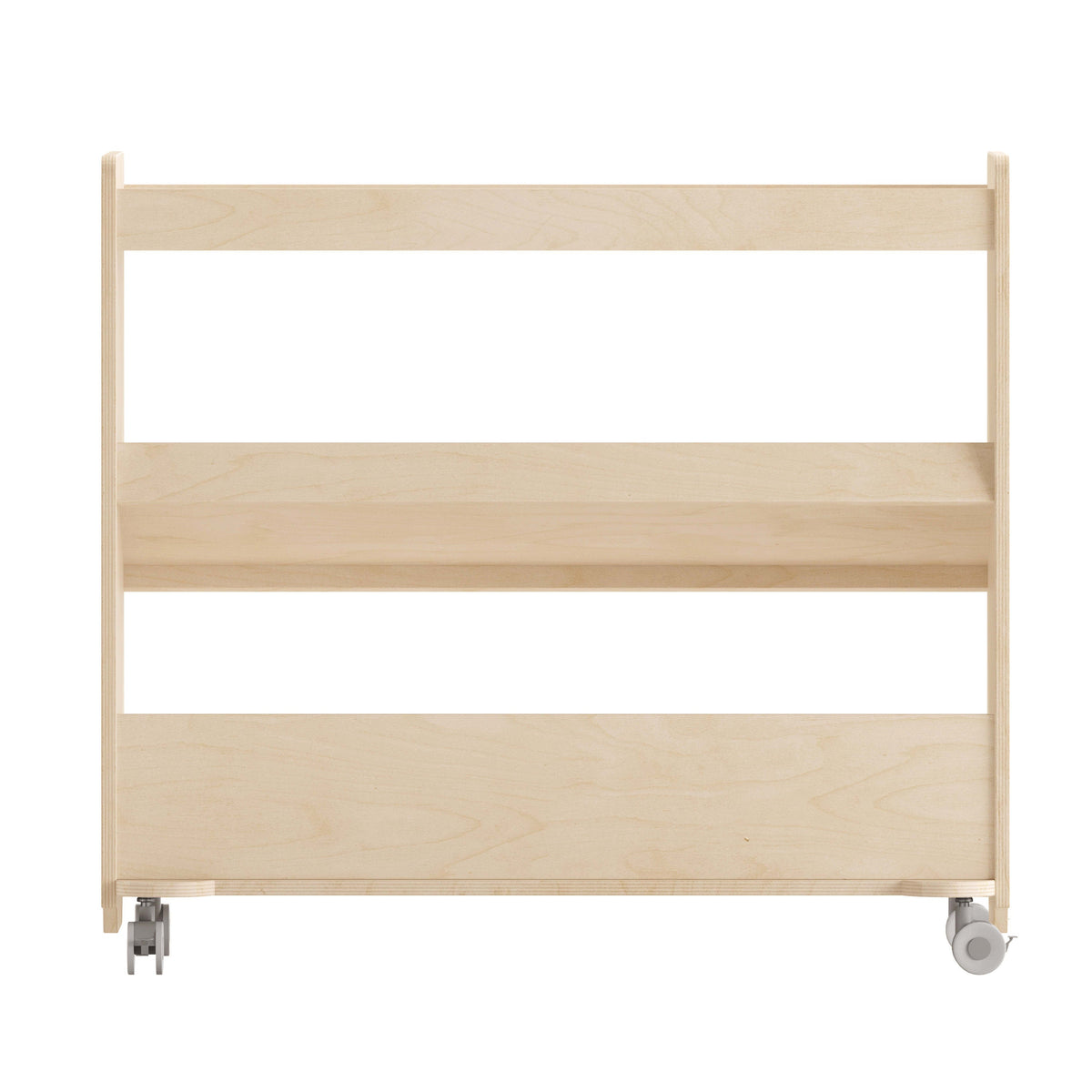 Commercial Grade Natural Wooden Classroom Mobile Storage Cart-3 Angled Shelves