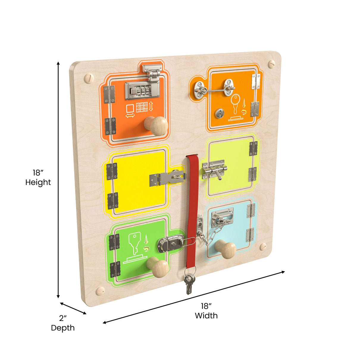 Commercial Grade STEAM Wall Wooden Locks & Buckles Accessory Board - Multicolor