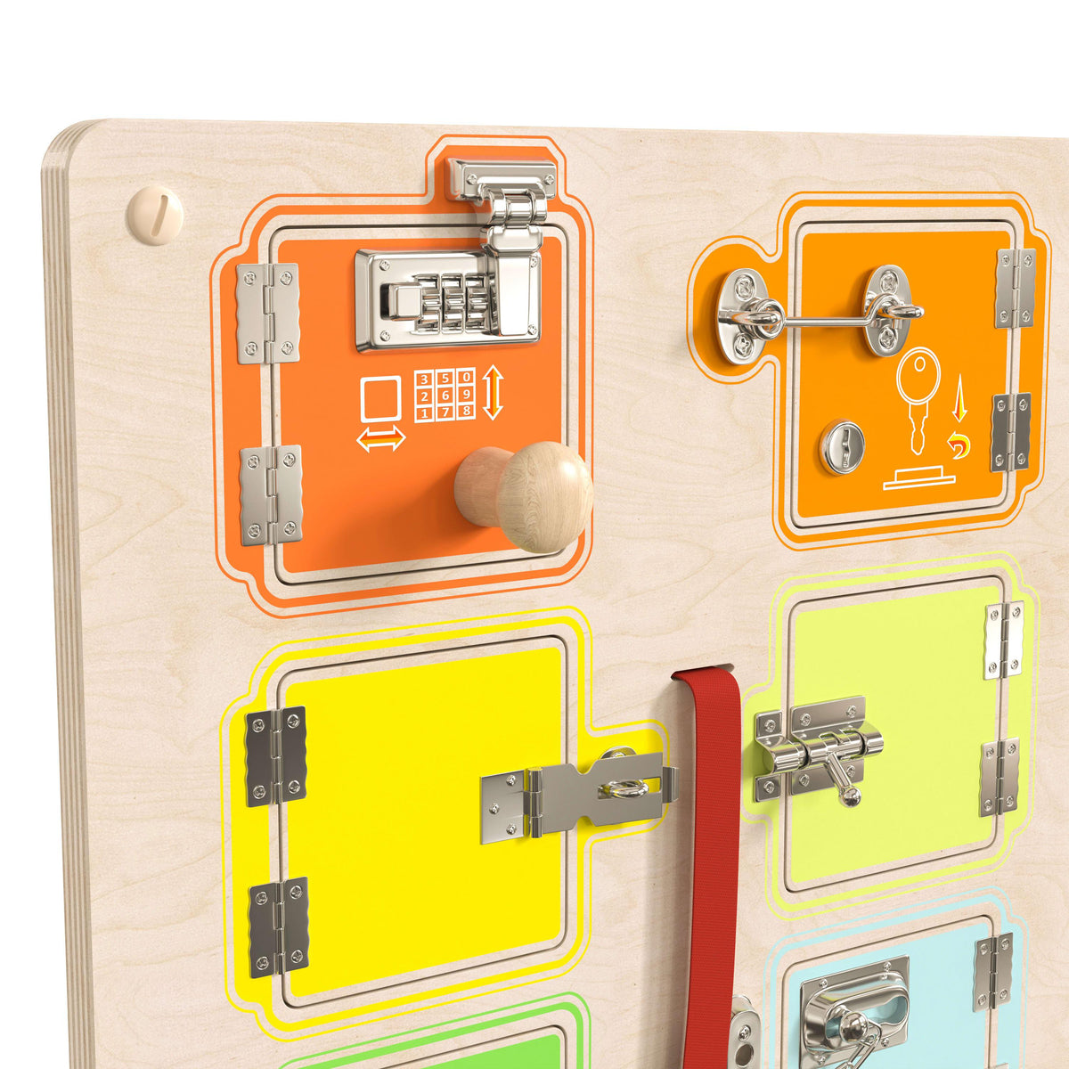 Commercial Grade STEAM Wall Wooden Locks & Buckles Accessory Board - Multicolor