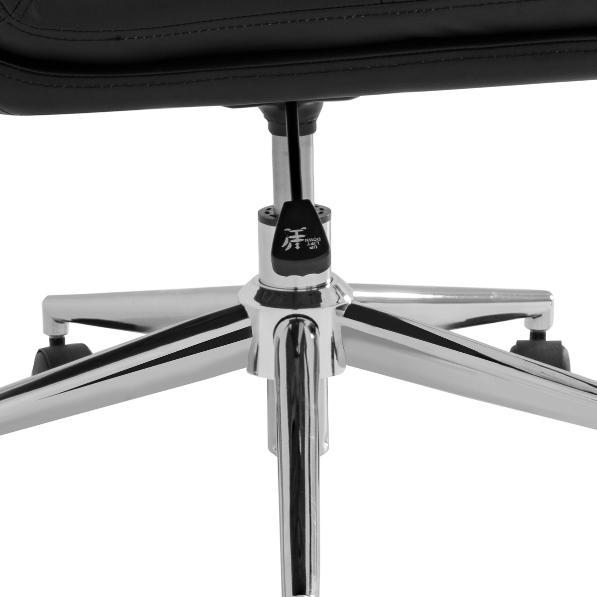 Black LeatherSoft/Chrome Frame |#| Commercial Mid-Back Padded LeatherSoft Swivel Office Chair in Black/Chrome