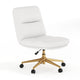 White LeatherSoft/Gold Frame |#| Commercial Mid-Back Padded LeatherSoft Swivel Office Chair in White/Gold