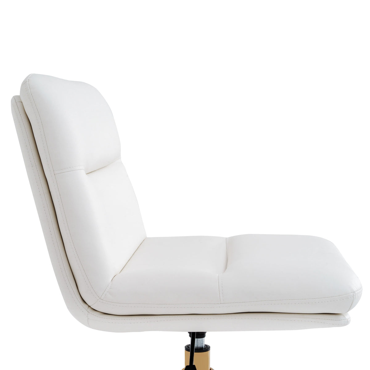 White LeatherSoft/Gold Frame |#| Commercial Mid-Back Padded LeatherSoft Swivel Office Chair in White/Gold