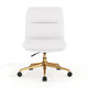 White LeatherSoft/Gold Frame |#| Commercial Mid-Back Padded LeatherSoft Swivel Office Chair in White/Gold