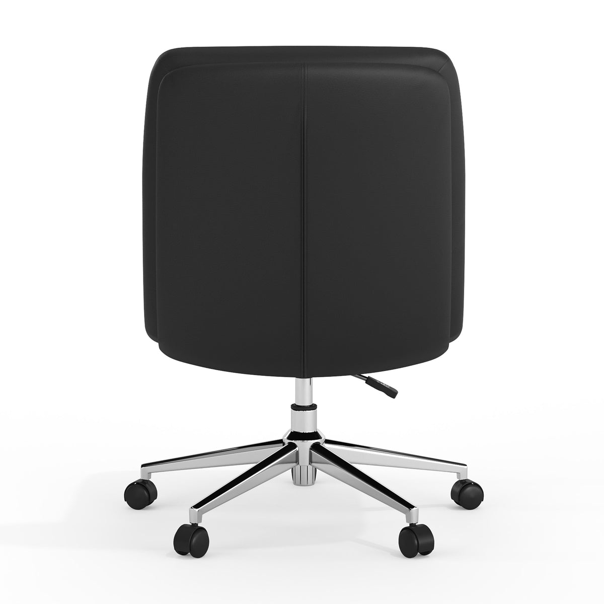 Black LeatherSoft/Chrome Frame |#| Commercial Mid-Back Padded LeatherSoft Swivel Office Chair in Black/Chrome