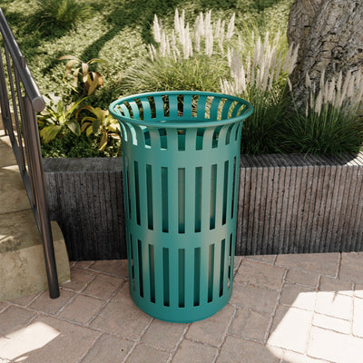 Collins Commercial Grade Outdoor Slatted Steel Trash Can with Removable Inner Bin - View 2