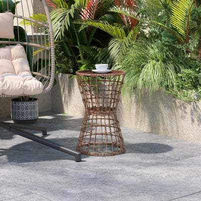 Devon Indoor/Outdoor Rattan Rope Table with Acacia Wood Top, Fade and Weather Resistant - View 2