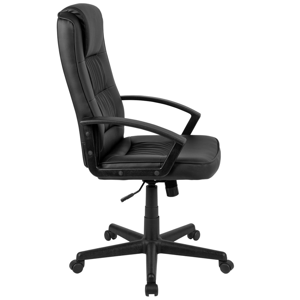 Flash Fundamentals High Back Black LeatherSoft Task Chair with Arms - Desk Chair