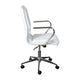 White LeatherSoft/Chrome Frame |#| Designer Executive Swivel Office Chair with Brushed Chrome Arms and Base, White