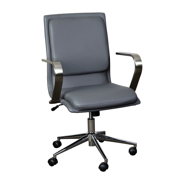 Gray LeatherSoft/Chrome Frame |#| Designer Executive Swivel Office Chair with Brushed Chrome Arms and Base, Gray