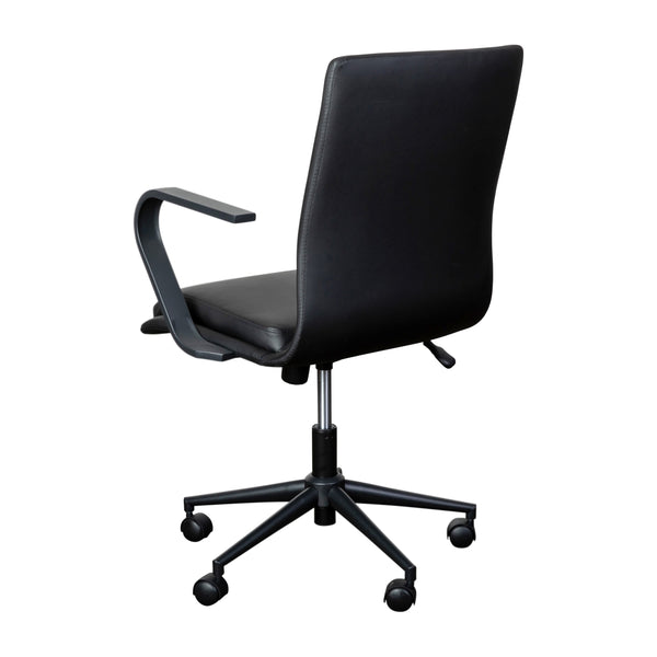 Black LeatherSoft/Black Frame |#| Designer Executive Swivel Office Chair with Black Arms and Base, Black