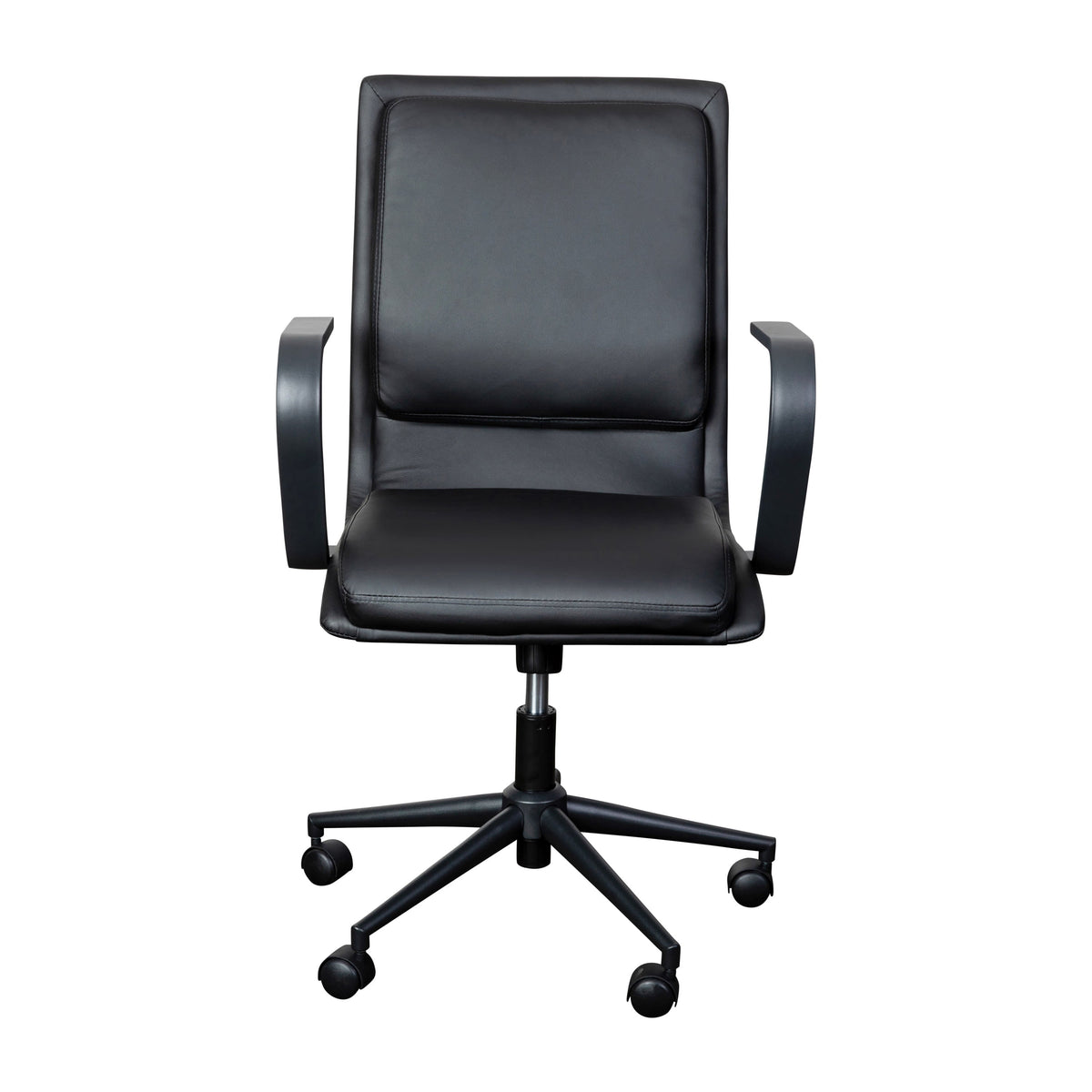 Black LeatherSoft/Black Frame |#| Designer Executive Swivel Office Chair with Black Arms and Base, Black