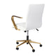 White LeatherSoft/Gold Frame |#| Designer Executive Swivel Office Chair with Brushed Gold Arms and Base, White