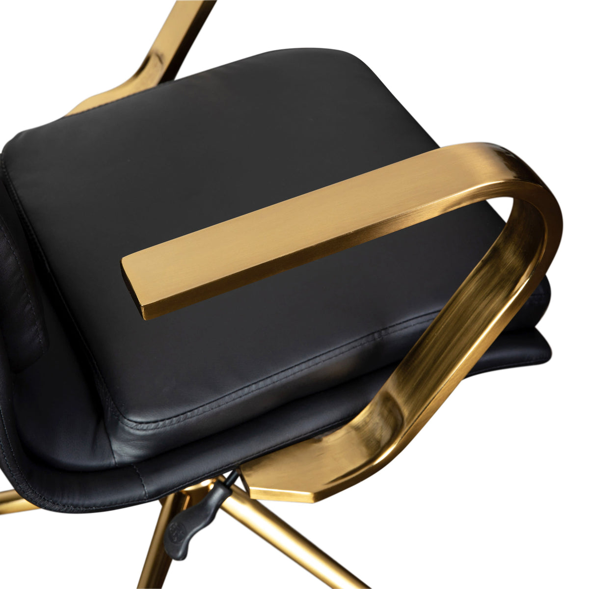 Black LeatherSoft/Gold Frame |#| Designer Executive Swivel Office Chair with Brushed Gold Arms and Base, Black