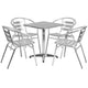 23.5inch Square Aluminum Indoor-Outdoor Table Set with 4 Slat Back Chairs