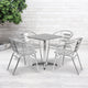 23.5inch Square Aluminum Indoor-Outdoor Table Set with 4 Slat Back Chairs