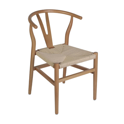 Logan Commercial Grade Wishbone Style Wood and Kraft Paper Stackable Dining Chair - View 1