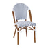 Lourdes Indoor/Outdoor Commercial Bistro Stacking Chair, PE Rattan Back and Seat, Bamboo Print Aluminum Frame