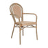 Lourdes Indoor/Outdoor Commercial Thonet Bistro Stacking Chair with Arms, PE Rattan and Aluminum Frame