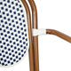 White & Navy/Natural Frame |#| All-Weather Commercial Paris Chair with Bamboo Print Metal Frame-White/Navy