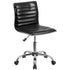 Low Back Designer Armless Ribbed Swivel Task Office Chair