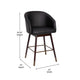 Black |#| Commercial 26inch Mid-Back Counter Stool with Wood Legs - Black LeatherSoft/Walnut