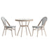 Marseille Indoor/Outdoor Commercial Bistro 31.5" Table, Textilene, Glass Top with 2 Stack Chairs