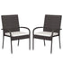 Maxim Set of 2 Stackable Indoor/Outdoor Wicker Dining Chairs with 1.25" Thick Tie-On Padded Seat Cushions - Fade & Weather-Resistant