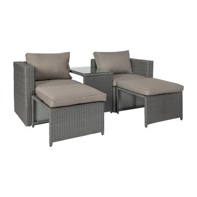 Nico Indoor/Outdoor Modular Loveseat Sofa Set with Table and Ottomans - View 1