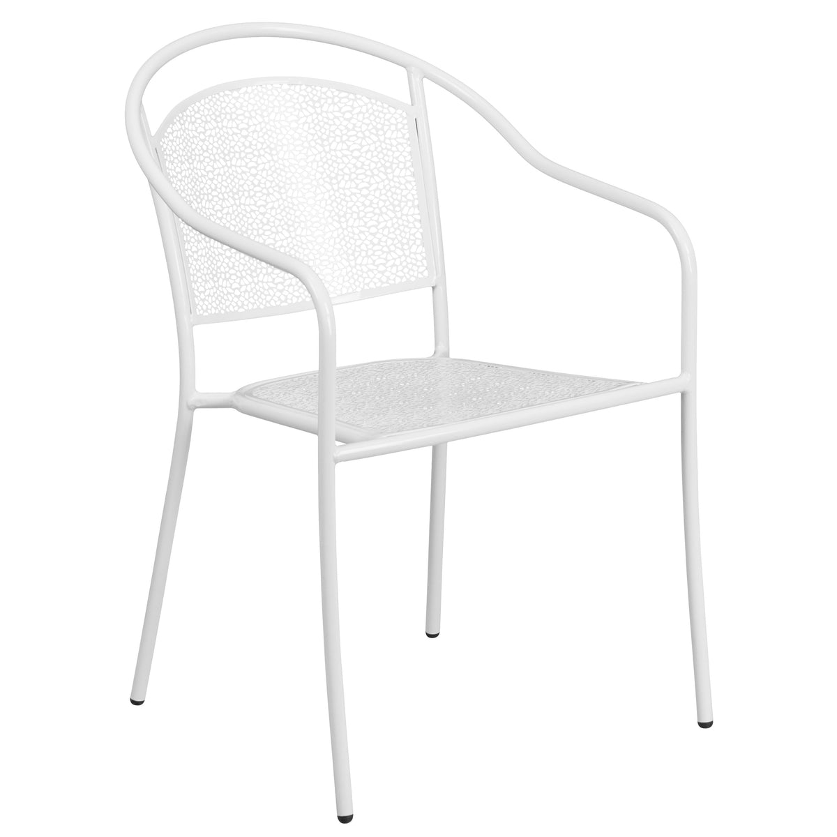 White |#| 35.25inch Round White Indoor-Outdoor Steel Patio Table Set with 2 Round Back Chairs