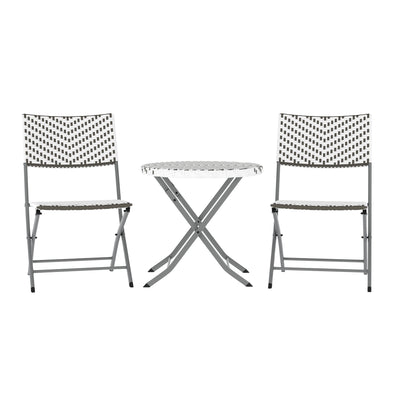 Rouen Three Piece Folding Bistro Set in PE Rattan with Metal Frames for Indoor and Outdoor Use - View 1