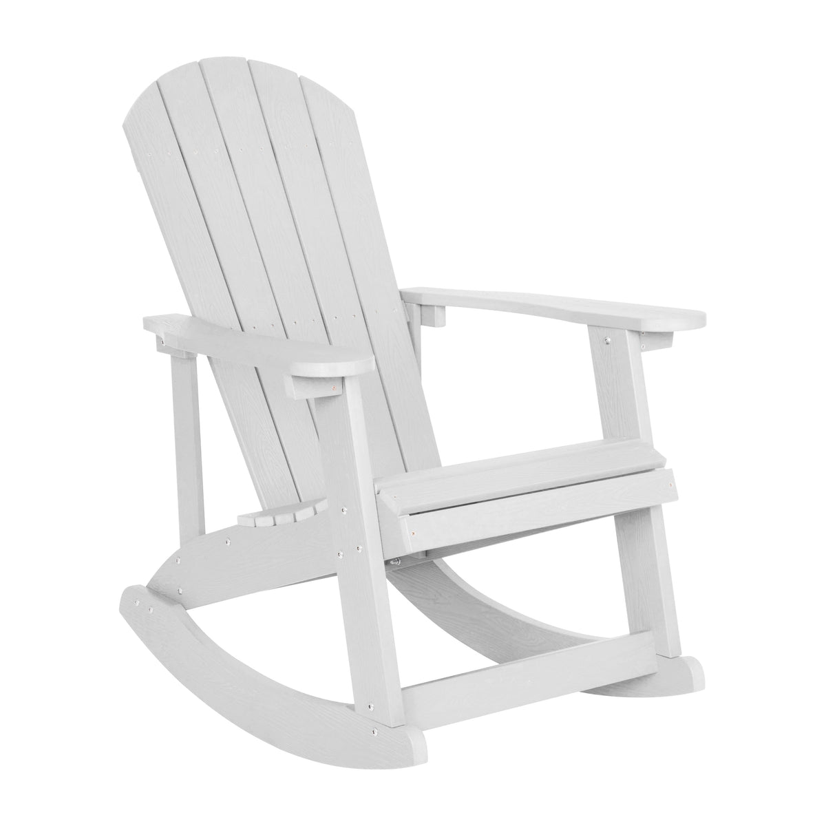 White |#| Adirondack Style Poly Resin Wood Rocking Chair for Indoor/Outdoor Use - White