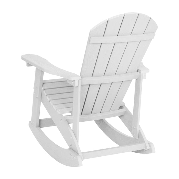 White |#| Adirondack Style Poly Resin Wood Rocking Chair for Indoor/Outdoor Use - White