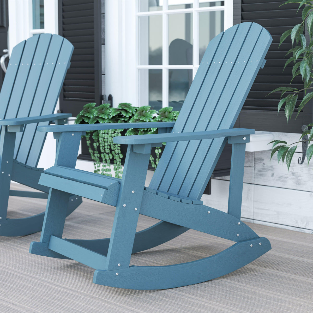 Sea Foam |#| Adirondack Style Poly Resin Wood Rocking Chair for Indoor/Outdoor Use - Sea Foam