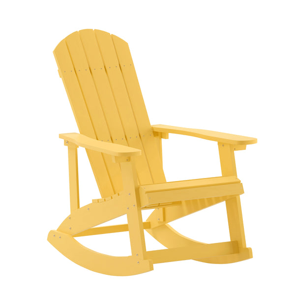 Yellow |#| Adirondack Style Poly Resin Wood Rocking Chair for Indoor/Outdoor Use - Black