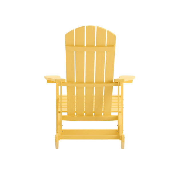 Yellow |#| Adirondack Style Poly Resin Wood Rocking Chair for Indoor/Outdoor Use - Black