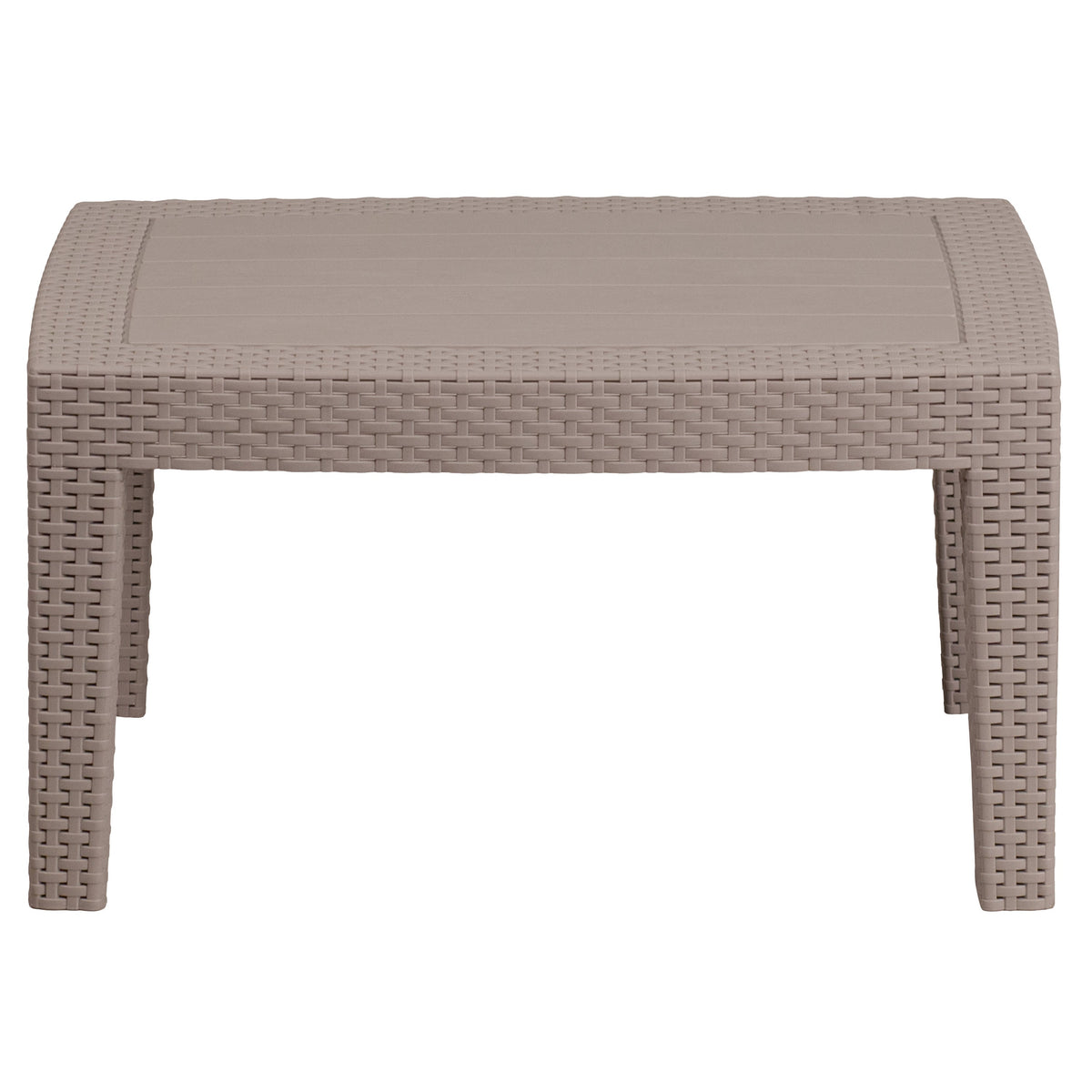 Light Gray |#| Light Gray Faux Rattan Coffee Table - Outdoor Accent Table - Patio Furniture