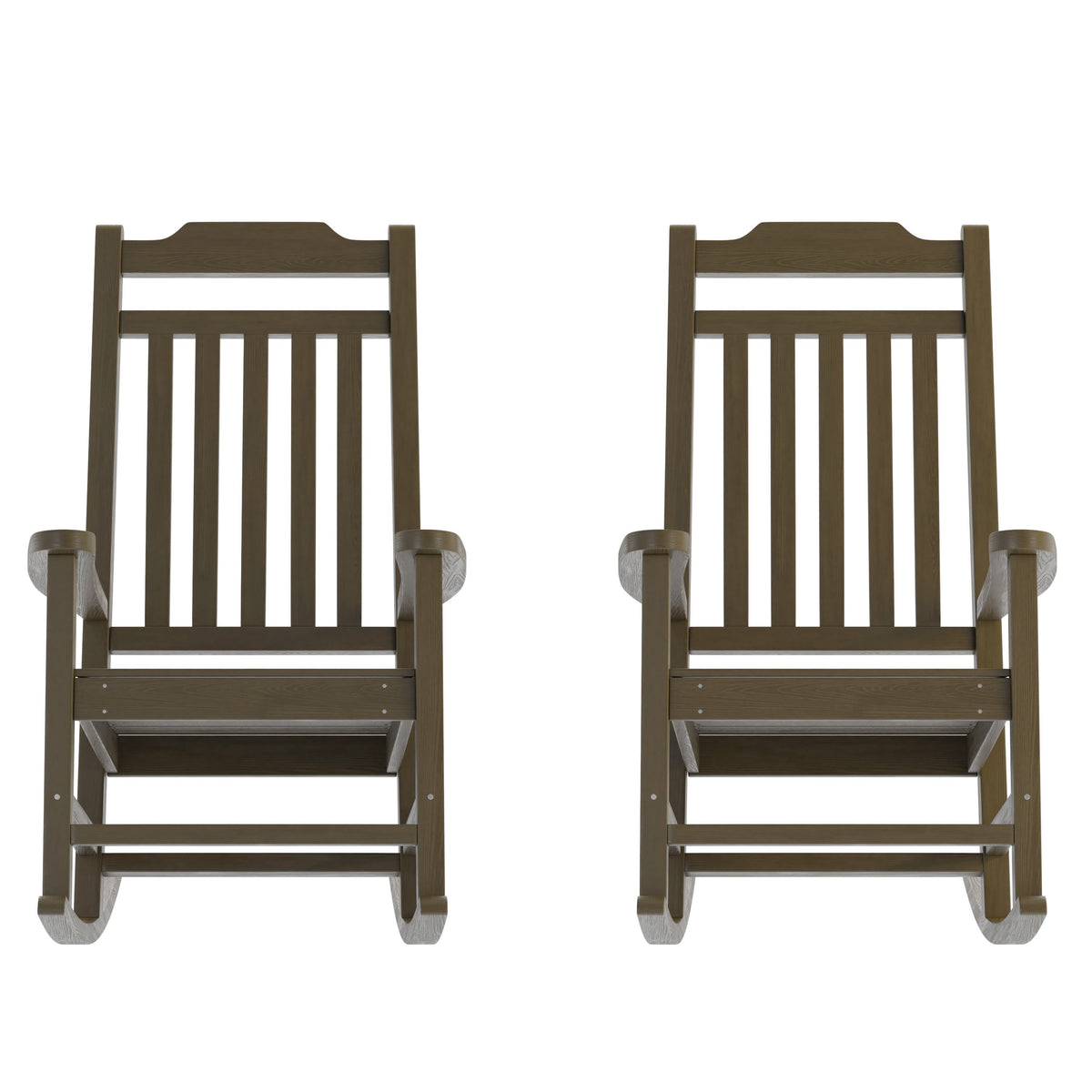 Mahogany |#| 2 PK All-Weather Rocking Chair in Mahogany Faux Wood - Patio and Yard Furniture