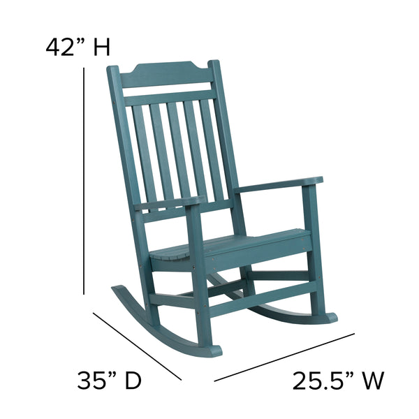 Teal |#| 2 Pack All-Weather Rocking Chair in Teal Faux Wood - Patio and Yard Furniture