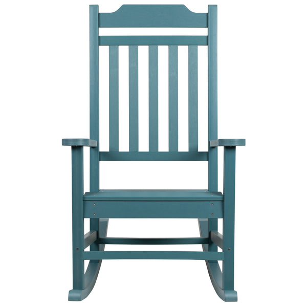 Teal |#| 2 Pack All-Weather Rocking Chair in Teal Faux Wood - Patio and Yard Furniture