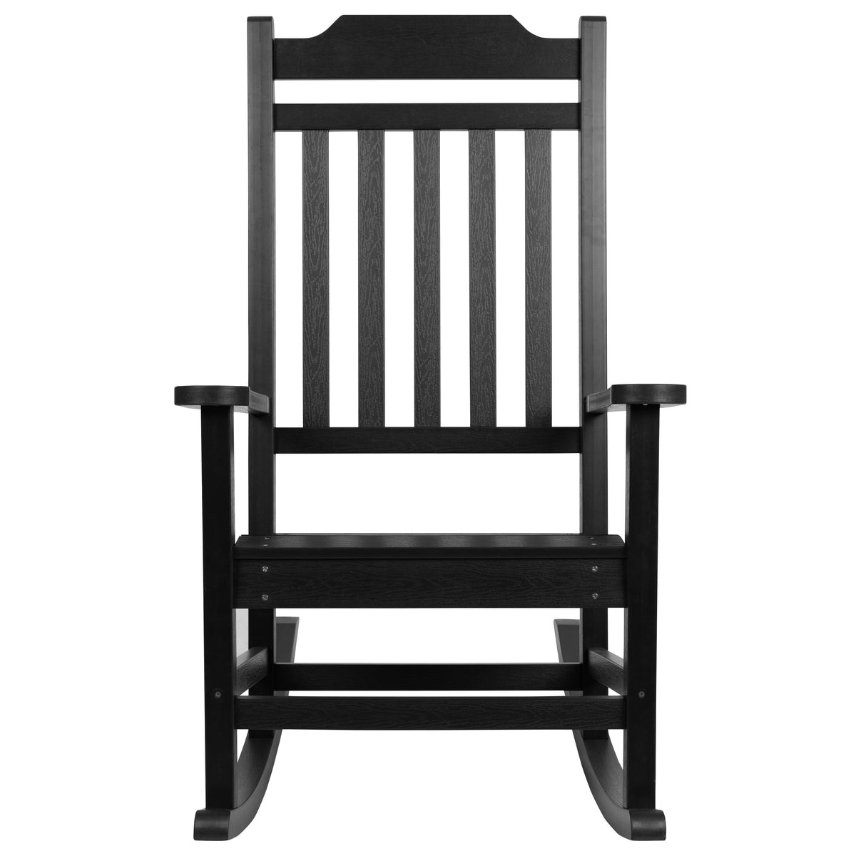 Black |#| 2 Pack All-Weather Rocking Chair in Black Faux Wood - Patio and Yard Furniture