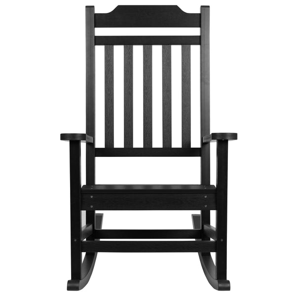 Black |#| 2 Pack All-Weather Rocking Chair in Black Faux Wood - Patio and Yard Furniture