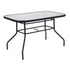 Tory Commercial Grade Patio Table with Tempered Glass Top with Umbrella Hole and Steel Tube Frame