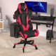 Red |#| Office Gaming Chair with Roller Wheels & Reclining Back - Red LeatherSoft